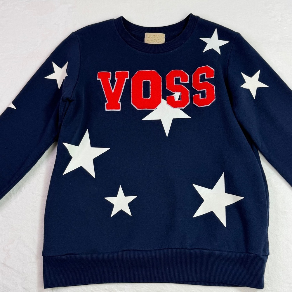 Judith March Voss Star Print Chenille Patch Sweatshirt Size S - Picture 2 of 8